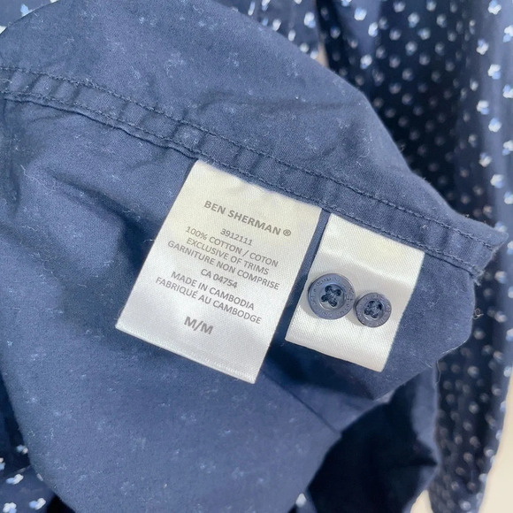 BEN  SHERMAN | NAVY PRINT BUTTON DOWN DRESS SHIRT - Picture 10 of 13